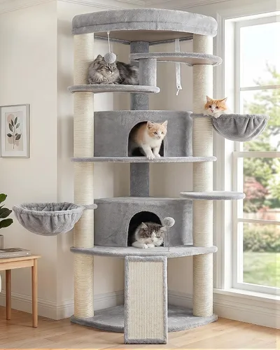 Miniatura 12 de Gitelsnour Árbol esquinero para gatos de interior, torre para gatos con todos los postes rascadores de sisal, condominio para gatos de varios