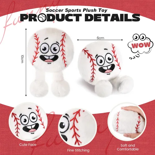 Miniatura 2 de Arrowbash 3 piezas de juguetes de béisbol rellenos de felpa, mini béisbol de peluche esponjoso para niños, pelota de béisbol de felpa para fiestas