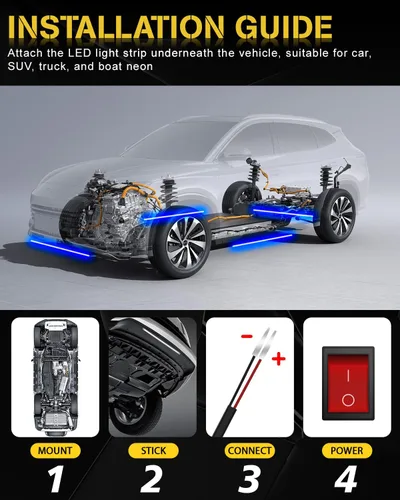 Miniatura 5 de YONGMING Tira de luces LED de 12 voltios, impermeable, azul, 12.6 pulgadas, luces LED para exteriores e interiores para carrito de golf, barco