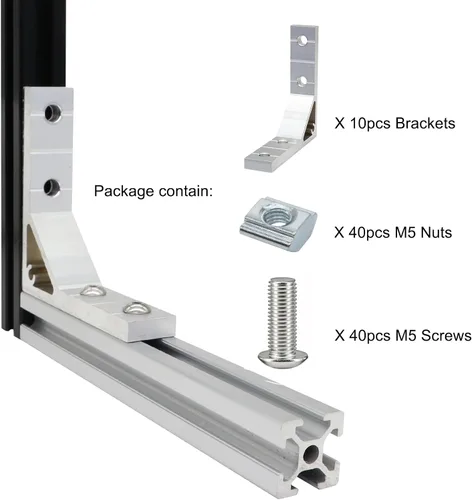 Miniatura 2 de 8Pcs 2020 Extrusión de Aluminio Ranura en T Bracket de Esquina Serie 20 Hardware Extruido Conector Tri 3 Vías con Tornillo de Ajuste para Perfil