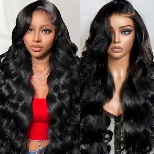 QZOQZO Pelucas de encaje frontal 13x6 de cabello humano, prearrancadas, densidad del 180%, onda corporal, HD, frontal de encaje, sin pegamento, para