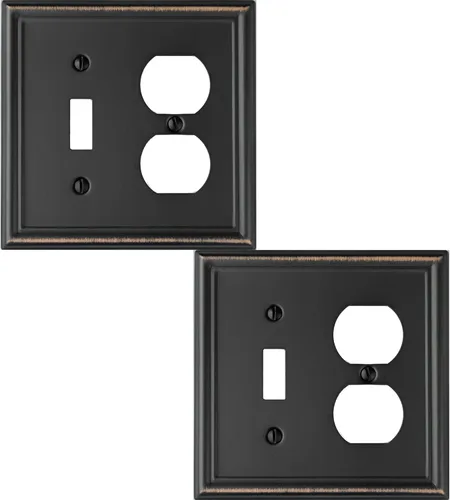 Miniatura 15 de OKAWYC Cubierta de Interruptor de Luz de Palanca Triple Luca Placa de Pared de Metal, Paquete de 2 Bronce Envejecido 3 Gang, Cubierta de Interruptor