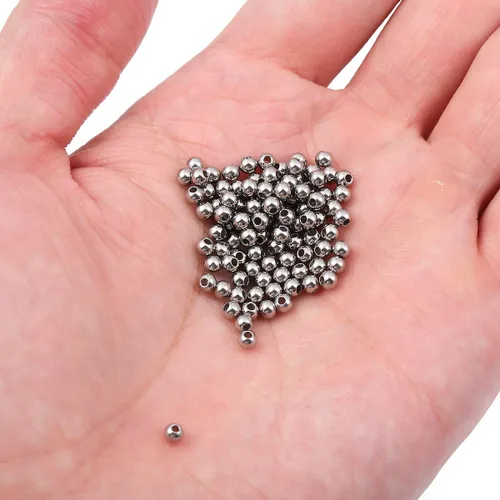 Miniatura 5 de BEADIA Cuentas espaciadoras de acero inoxidable de 0.118 x 0.098 in, redondas, sueltas, para hacer joyas, 100 unidades con agujero de 0.039 pulgadas