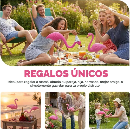 Miniatura 7 de JOYIN Juego de 2 pequeñas estacas de adorno de flamenco rosa para patio, mini estatua de flamenco de plástico con patas de metal para aceras