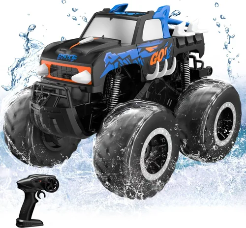 STEMTRON Juguetes de Coches de Control Remoto Anfibios para Niños Varones 2.4 GHz 1:16 Todo Terreno Todoterreno Coche RC Impermeable Camión Monstruo