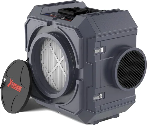 Depurador de aire Hepa de 550CFM con filtración de 3 etapas, máquina de aire negativo apilable, purificador de aire comercial con filtros Gris