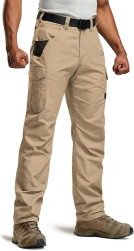 CQR - Pantalones de trabajo Ripstop para hombres, pantalones tácticos repelentes al agua, para uso al aire libre, pantalones cargo rectos, EDC