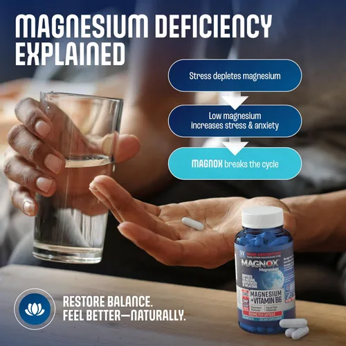 Miniatura 4 de MAGNOX® Suplemento de magnesio de alta absorción con vitaminas B6 y D3 para mujeres y hombres Apoyo para el sueño Una cápsula al día