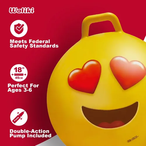 Miniatura 2 de Waliki Emoji 3 Pelota de Ejercicio y Fitness, 18"/45cm, Tamaño Perfecto para Niños de 3 a 6 Años, Fácil de Inflar, Probada en Seguridad