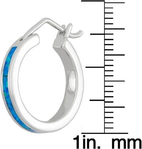 Miniatura 2 de Pendientes de aro de plata de ley, tono dorado o rosa creados en tonos azules, blancos o rosados de 0.787in.