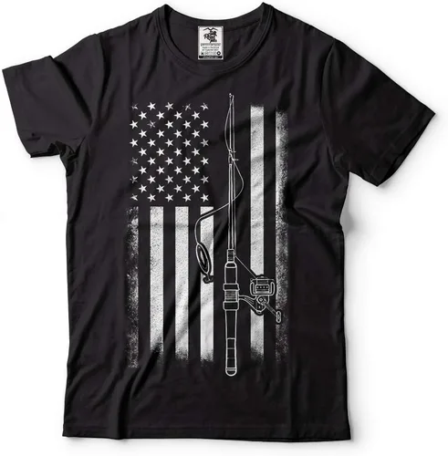 Miniatura 3 de Camiseta de pesca con la bandera americana, divertidas camisas de pesca para hombre, camisetas gráficas para hombre
