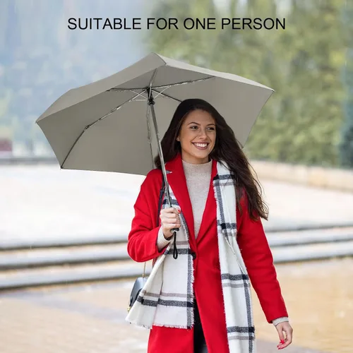 Miniatura 18 de LEAGERA Paraguas de viaje compacto para bolso, mango plano, impermeable para lluvia ligera