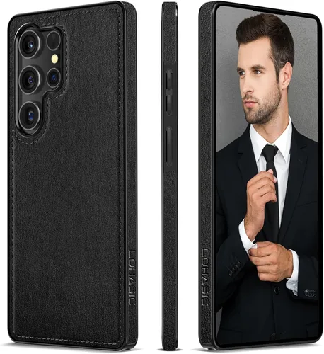 Miniatura 16 de LOHASIC Fundas de cuero para Samsung Galaxy S25, funda elegante de poliuretano de alta calidad para hombres y mujeres, suave antideslizante, Negro