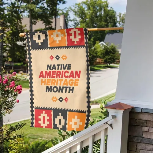 Miniatura 7 de Bandera de jardín del Mes de la Herencia Nativa Americana 2023 de doble cara vertical al aire libre, letrero decorativo de bienvenida para el hogar