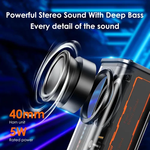Miniatura 6 de Altavoz Bluetooth portátil con luces, mini altavoz Bluetooth inalámbrico transparente con TWS, perfecto pequeño altavoz con sonido HD y bajo