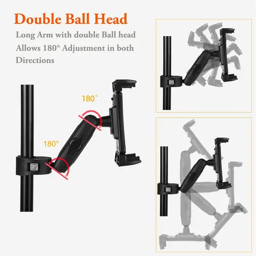Miniatura 2 de Soporte para iPad para soporte de micrófono, soporte de teléfono para tableta, soporte de música para micrófono, soporte giratorio ajustable
