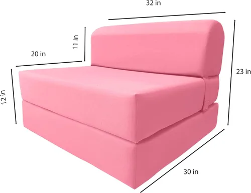 Miniatura 4 de D&D Futon Furniture Cama plegable de espuma para silla de dormir, sofá cama portátil para invitados, 6 x 32 x 70 pulgadas, color rosa