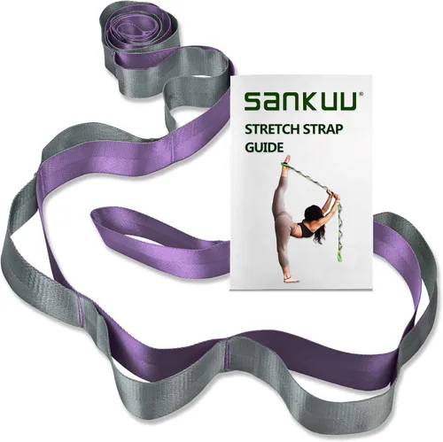 Miniatura 10 de SANKUU - Correas de yoga para estiramiento con 12 bucles, póster de entrenamiento, correas para estiramiento, equipo de terapia física, bandas