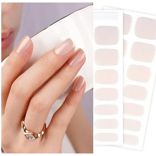 Miniatura 23 de DANNI & TONI Tiras de uñas de gel semicuradas, color rosa champán, ojos de gato, 28 calcomanías de regalo para mujer Aqua Ripple