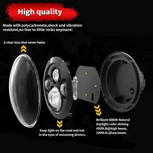 Miniatura 4 de Wisamic Faro LED para motocicleta de 7 pulgadas, lámparas de paso de 4.5 pulgadas, luces antiniebla y anillo de montaje, compatible con Harley