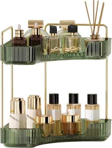 Miniatura 9 de YCIA&DONE Organizador de esquina para mostrador de baño, organizador de maquillaje para tocador, bandeja de perfumes cosméticos para el cuidado