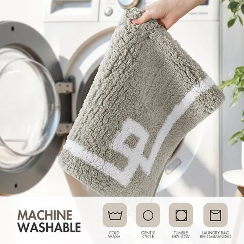 Miniatura 9 de Madison Park Evan Alfombra de Baño de Algodón con Mechones Lavable, Alfombras de Baño Sólidas de Lujo, 20" x 30", Gris