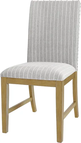 Miniatura 233 de Homepop Silla de comedor con detalles festoneados, sillas de comedor Parsons tapizadas, muebles decorativos para el hogar, tejido gris claro