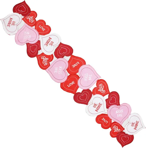 Miniatura 2 de Grelucgo Camino de mesa bordado con corazón para el 14 de febrero y día de San Valentín (13 x 35 pulgadas)