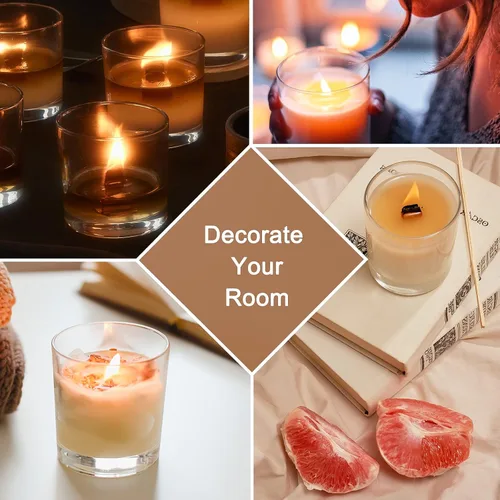 Miniatura 4 de CONNOO Paquete de 12 frascos de velas de vidrio transparente de 10 oz con tapas de bambú para hacer velas, frascos de velas vacíos de tamaño grande