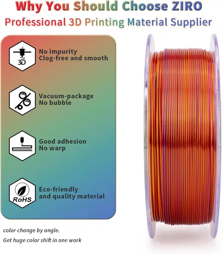 Miniatura 4 de ZIRO Filamento PLA, Filamento de Impresora 3D de Seda de Coextrusión de Triple Color 1.75mm, para Bolígrafo de Impresora 3D, Carrete PLA Multicolor