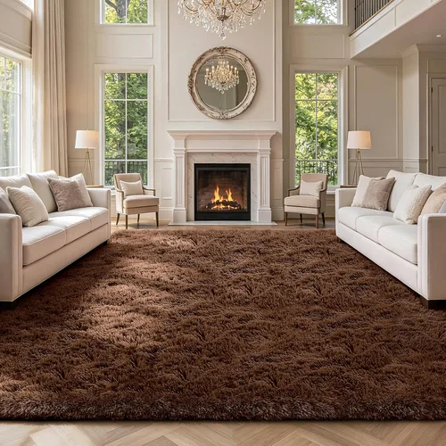 Miniatura 16 de Alfombra peluda para dormitorio, sala de estar, 2 x 6 pies, antideslizante, esponjosa, suave, alfombra lanuda beige y blanca para sala de estar