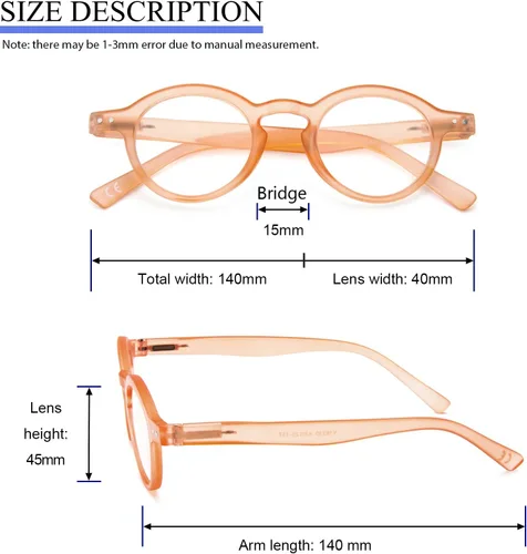 Miniatura 6 de 4 unidades de gafas de lectura pequeñas y redondas, cómodas, con marcos coloridos y elegantes para mujeres
