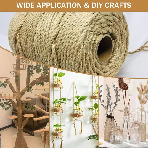 Miniatura 6 de Cuerda de sisal para rascador de gatos, cuerda para rascar gatos de 0.118 in 656 pies cordel de yute para rascar postes, reparar, recuperar
