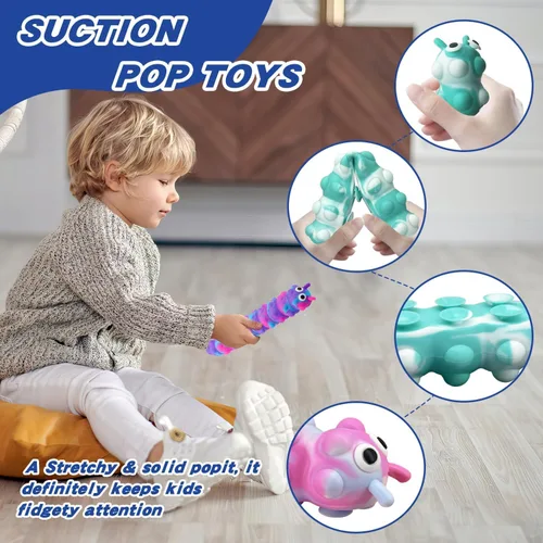 Miniatura 7 de Juguete Fidget Pop de Succión, Juguetes para Relajarse y Aliviar la Presión, Juguetes Sensoriales Popper Anti-Presión de Compresión 3D para Niños