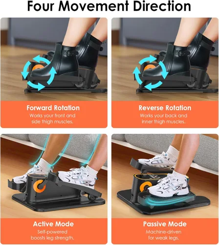 Miniatura 5 de Máquina elíptica para debajo del escritorio, máquina portátil de ejercicio de pedal sentado para personas mayores, ejercitador de piernas Elipse