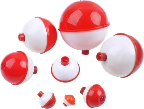 Miniatura 8 de AGOOL Fishing Bobbers Set Snap Hard ABS on Red/White Fishing Floats Bobbers Push Button Round Buoy Floats Tackle Accessories