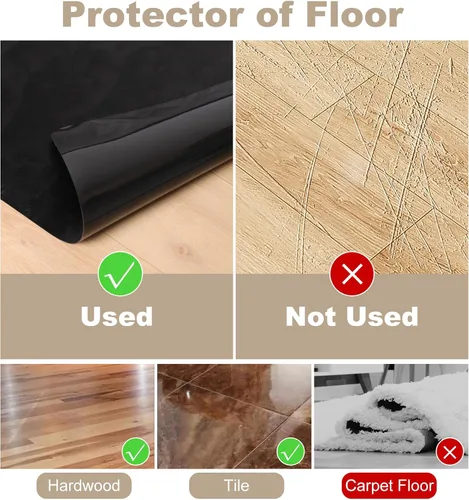 Miniatura 4 de Tapete de oficina de 30 x 48 pulgadas para suelo de madera dura con diseño de plumas 3D, impermeable y antideslizante, tapetes de oficina para Negro
