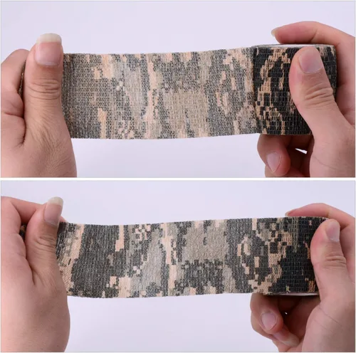 Miniatura 5 de Cinta envolvente autoadhesiva de camuflaje para protección de 5 cm x 4,5 m. Cinta de camuflaje discreta de tela no tejida. Vendaje elástico