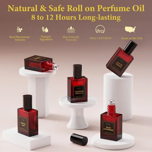 Miniatura 6 de PUREU Perfumes de feromonas para mujer, perfume de cachemira rosa, perfume de vainilla de larga duración, 0.34 onzas líquidas, rollo en rollo