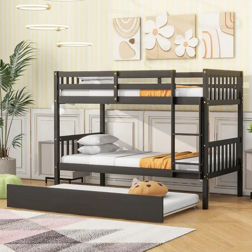 Miniatura 10 de Litera individual sobre individual con 2 cajones de almacenamiento, convertible en 2 camas (cama de plataforma y cama alta junior), cabecera