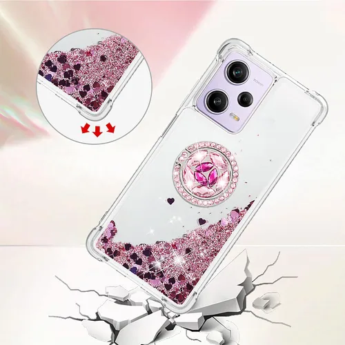 Miniatura 3 de CCSmall Funda transparente con purpurina para Xiaomi Redmi Note 12 Pro 5G, cubierta brillante de arena movediza líquida con soporte de anillo