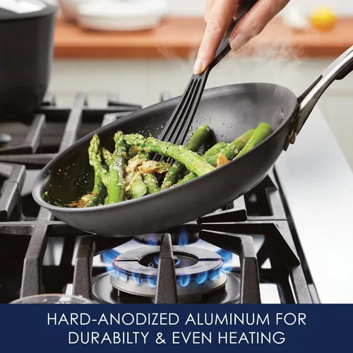 Miniatura 6 de Rachael Ray Cook + Create Sartén para Freír Anodizada Dura Antiadherente, 10 Pulgadas - Negro