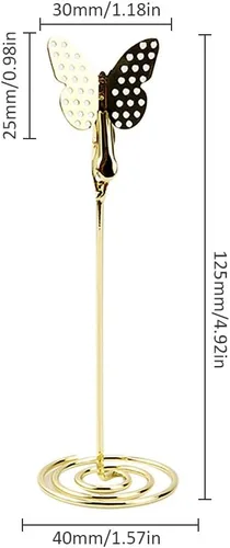 Miniatura 3 de Portatarjetas de mesa de mariposa para números, 10 unidades, 4.92 pulgadas, soporte de fotos de alambre de 4.92 pulgadas, clips de menú, soportes