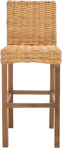 Miniatura 10 de SAFAVIEH Furniture - Taburete de bar Tobie Rattan - Altura del asiento de 29.53 pulgadas - Marrón miel lavado - Madera de mango - Diseño de asiento