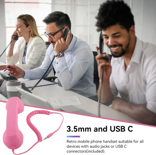 Miniatura 3 de Auricular de teléfono para teléfono celular, teléfono retro rosa con conector de 0.138 in, receptor de teléfono móvil, auriculares antiguos