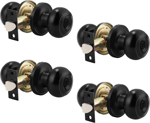 Miniatura 30 de Probrico - Paquete de 3 perillas redondas de níquel satinado para puerta de entrada, con llaves iguales, puerta exterior e interior, delantera