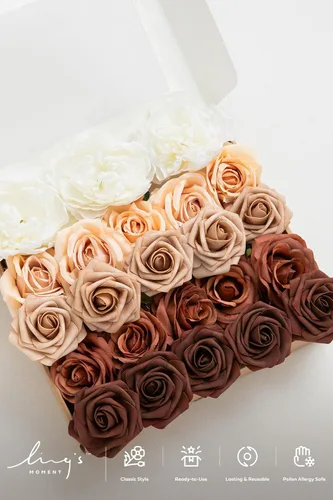 Miniatura 5 de Ling's moment Flores artificiales, peonías de seda falsas, rosas de espuma sintética combo para bricolaje, ramos de boda, centros de mesa, arreglos