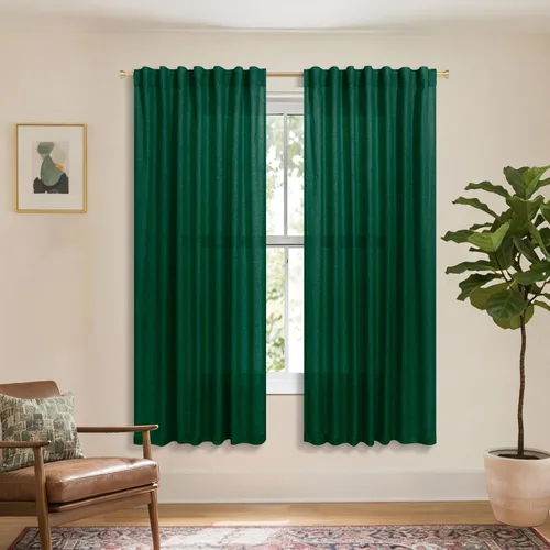 Miniatura 87 de KOUFALL Cortinas de lino azul marino de 84 pulgadas de largo, cortinas transparentes azul oscuro para sala de estar y dormitorio, medianoche
