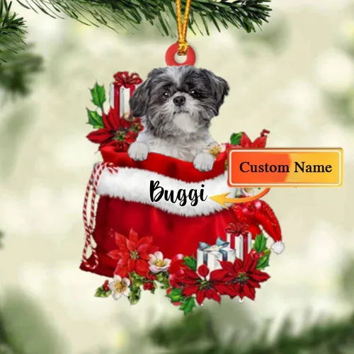 Miniatura 79 de Perro Akita Inu personalizado en bolsa de regalo, adorno de Navidad, nombre personalizado, regalo para amantes de los perros, familia, Navidad