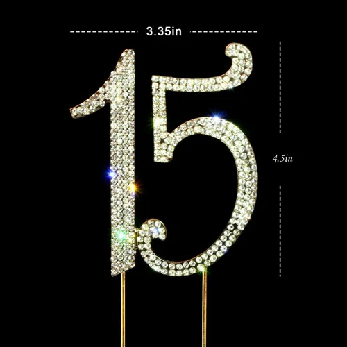 Miniatura 5 de Scotamalone 15 gemas de diamantes de imitación de alta calidad para decoración de tartas Quince Oro